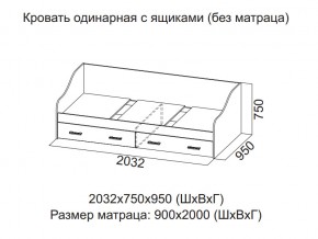 Кровать одинарная с ящиками (Без матраца 0,9*2,0) в Советском - sovetskij.магазин96.com | фото